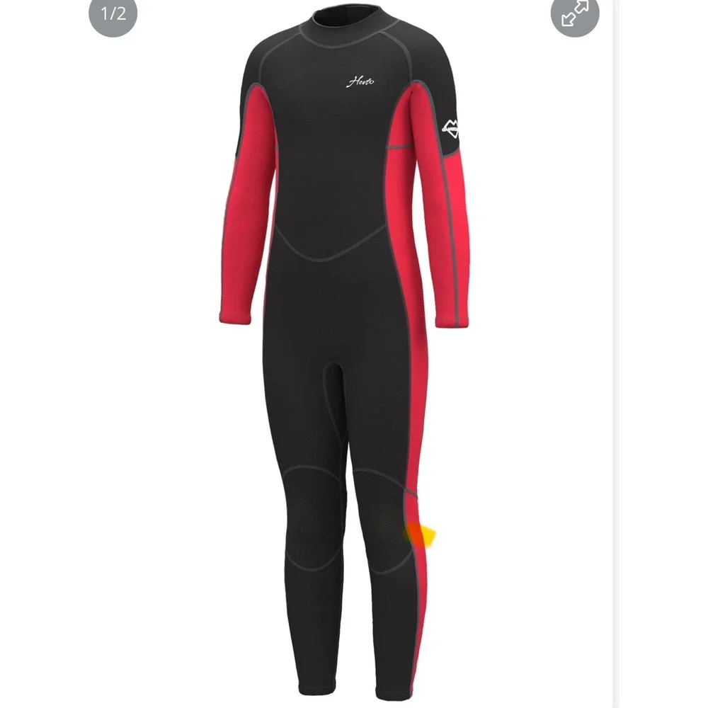 Hevto Kids Wetsuit Youth 12 Black Red New 3mm Full Body Scuba Diving Surfing